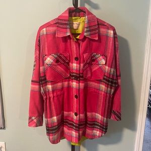 PRE-OWNED Free People We The People Shirt Jacket Flaming Flamingo